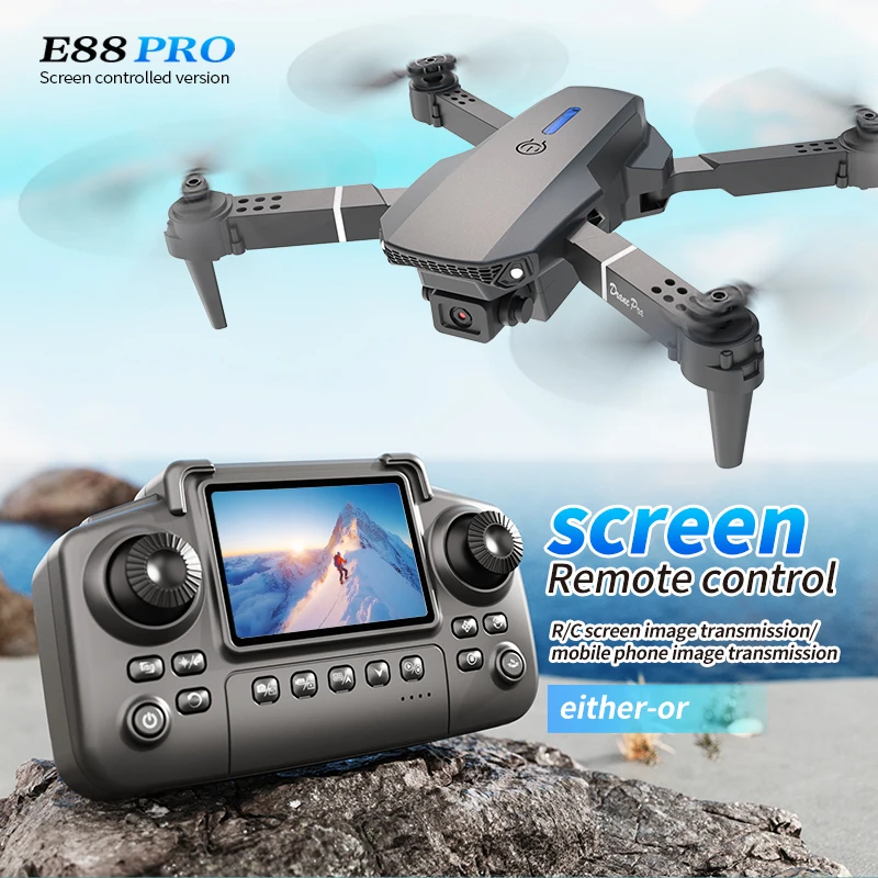 Drone Kit Professional - Drone Profesional E88 PRO dengan Layar